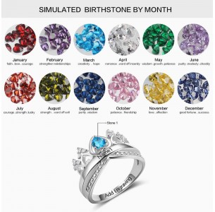 Personalized Birthstone Ring, Sterling Silver Personalized Engravable Ring JEWJORI102880